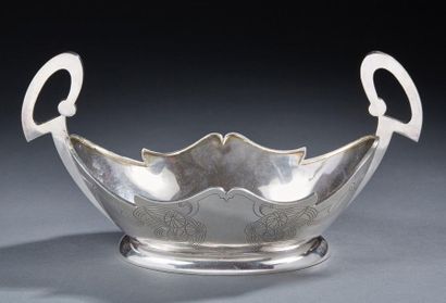 Silver bowl, 875‰, oval in shape with two...