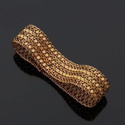  Bracelet souple en or jaune, 18k 750‰, fermoir à cliquet avec chaînette de sécurité....