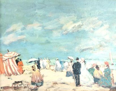 null Pierre DAVAIN-LESAGE (1908-?)
Scène de plage
Deux huiles sur panneau, signées...