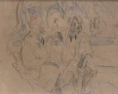 null Jules PASCIN (1885-1930)
Deux tunisiens en conversation, 1924
Crayon et aquarelle...