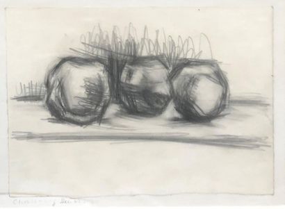 null +lot 61+Ecole du XXème siècle
Nature morte aux pommes
Crayon sur papier, signé...