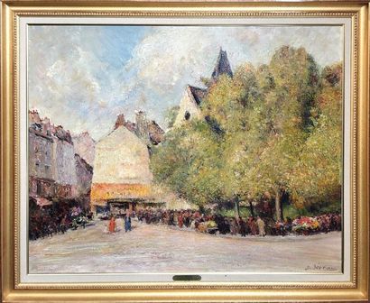 null Georges SEVEAU (XIX-XX)
Place Mouffetard
Huile sur toile.
Signée en bas à droite.
Titrée...