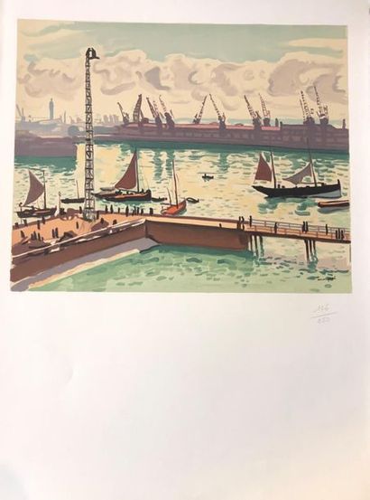 null D'après Albert MARQUET (1875 - 1947)
Vue de port
Lithographie signée dans la...