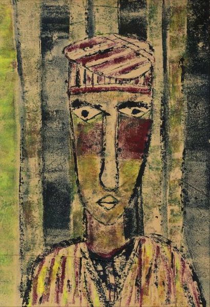 null Muraina OYELAMI (né en 1940)
Man in Yoruba costume, 1969
Pastel sur papier,...