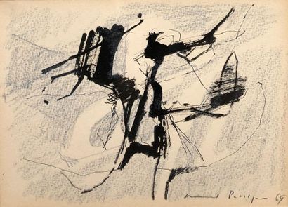 null Armand PETITJEAN (1909-2004)
Sans titre, 1969
Encre et pastel sur papier, signé...