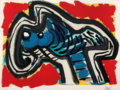null Karel APPEL (1921-2006)
Après-midi d'un singe (bleu,rouge)
Lithographie, signée...