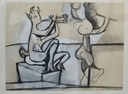 null 3 estampes d'après Picasso et une affiche d'exposition de Miro.