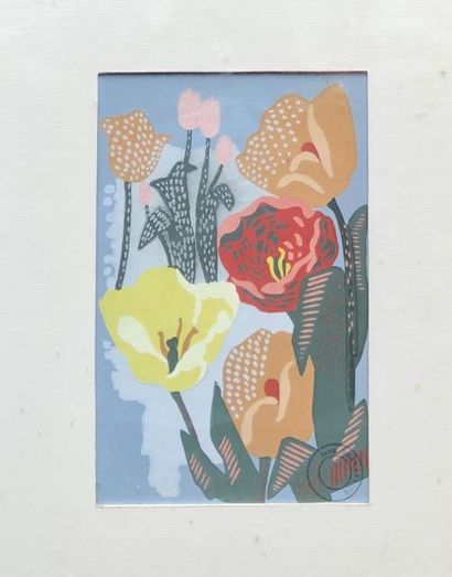 null Jean BURKHALTER (1895-1984)
Les fleurs
Gouache au pochoir.
Cachet de l'atelier...