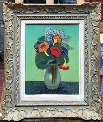 null Madeleine LUKA (1894-1989)
Bouquet de fleurs
Huile sur panneau.
Signée en bas...