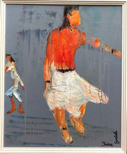 null Irina Goretski (XX/XXIème siècle)
Femme au corsage rouge.
Huile sur toile, signée...