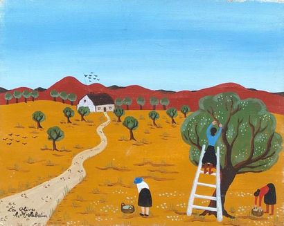 null Anne-Marie SABATIER (1947)
La cueillette des olives
Huile sur toile.
Signée...
