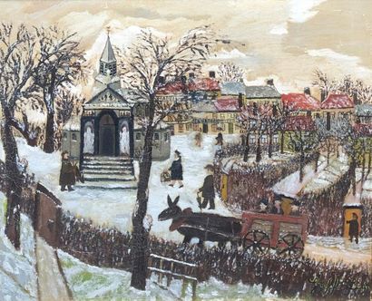 null Léon GREFFE (1881-1949)
Le village sous la neige
Huile sur toile.
Signée en...