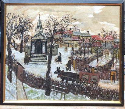 null Léon GREFFE (1881-1949)
Le village sous la neige
Huile sur toile.
Signée en...