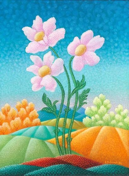 null Antun BAHUNEK (1912-1985) 
Paysage aux fleurs, 1974
Huile sur toile.
Signée...