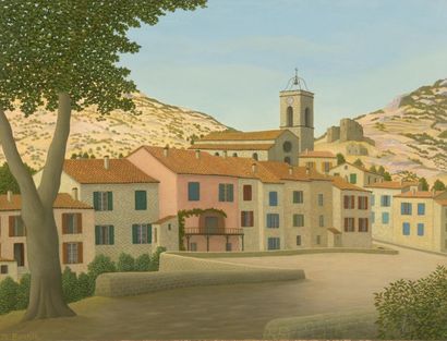 null Maurice BONNIN (1911-1993)
La place du village en Ardèche, 1966
Huile sur toile.
Signée...