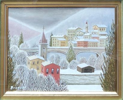 null André BOUQUET (1897-1987)
Roquebillière sous la neige
Huile sur toile.
Signée...
