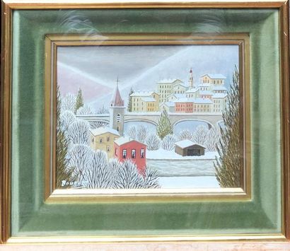 null André BOUQUET (1897-1987)
Roquebillière sous la neige
Huile sur toile.
Signée...