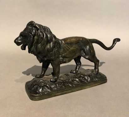 null Joseph CHEMIN (1825-1901)
Lion debout
Bronze à patine brune, signé, petites...