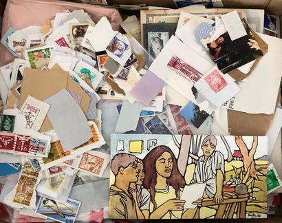 null Lot de timbres, albums et vrac