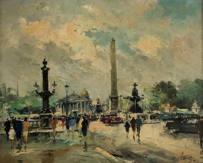 null Fernand CLAVER (1918-c.1961)
Place de la Concorde animée à Paris
Huile sur toile...