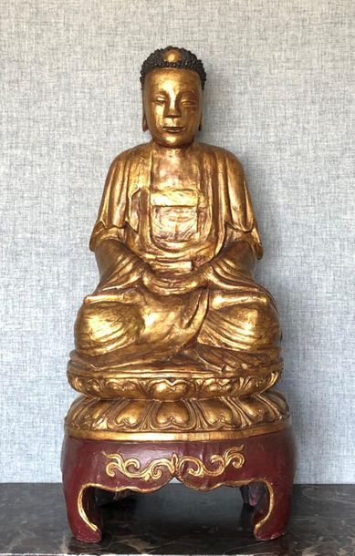 Bouddha
En bois polychrome sculpté
Restaurations...