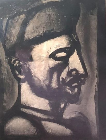 null D'après Georges ROUAULT (1871-1958)
Portrait d'homme de profil
Estampe sur papier
59...