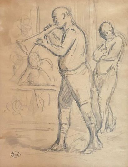 Maximilien LUCE (1858-1941)
Joueur de trompette
Lavis...