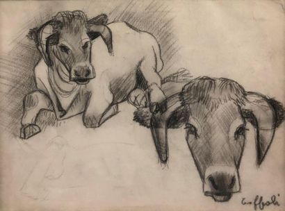 null Louis TOFFOLI (Trieste, 1907 - Paris, 1999)
Etude de vaches
Mine de plomb sur...