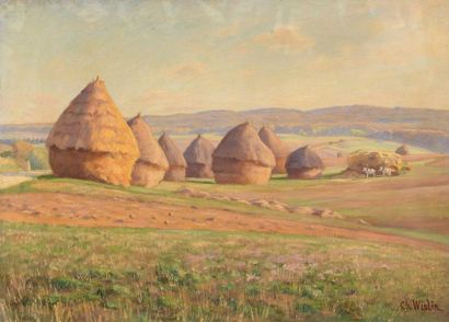 null Charles WISLIN (1852-1932)

Les meules au soleil couchant

Huile sur toile.

Signée...