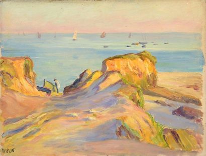 null Charles WISLIN (1852-1932)

Voiliers en mer à Raguenès

Huile sur panneau.

Signée...
