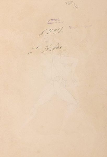 null ERTÉ (1892-1990)

Statue portant une danseuse 

Gouache sur papier.

Signée...