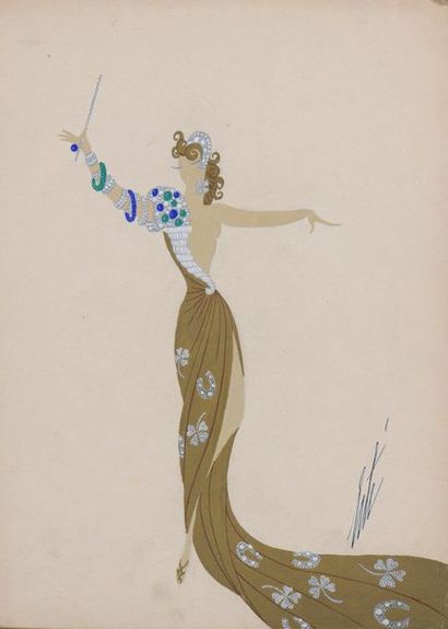 null ERTÉ (1892-1990)

La fée Chance, costume de femme

Gouache sur papier.

Signée...