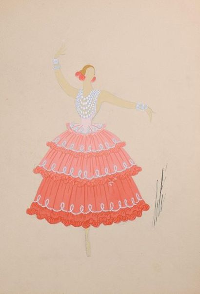 ERTÉ (1892-1990) 
La jeune fille en robe,...