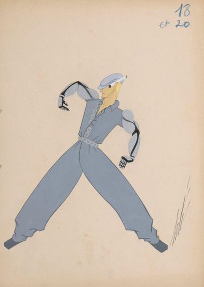 null ERTÉ (1892-1990)

L’Ouvrier, costume d’homme

Gouache sur papier.

Signée en...