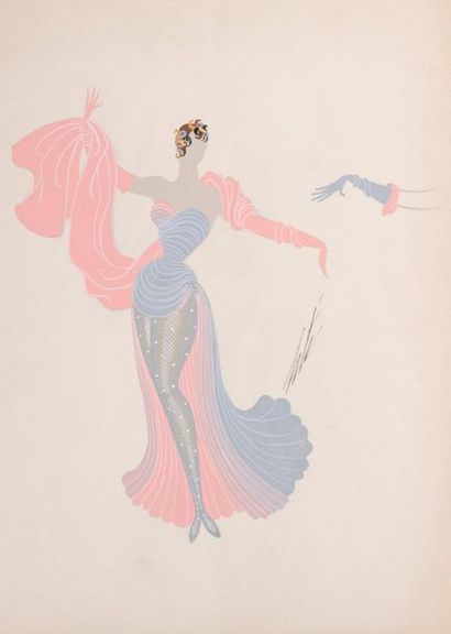null ERTÉ (1892-1990)

Danseuse à la robe rose et grise, costume de femme

Gouache...