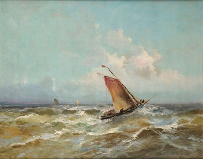 null Emile Godchaux (1860-1938)
Voilier en mer par gros temps.
Huile sur toile.
Trace...