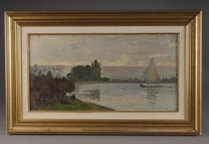 null Joseph DELATTRE (1858-1912)

Sailing on the Seine

Oil on canvas panel.

Signed...