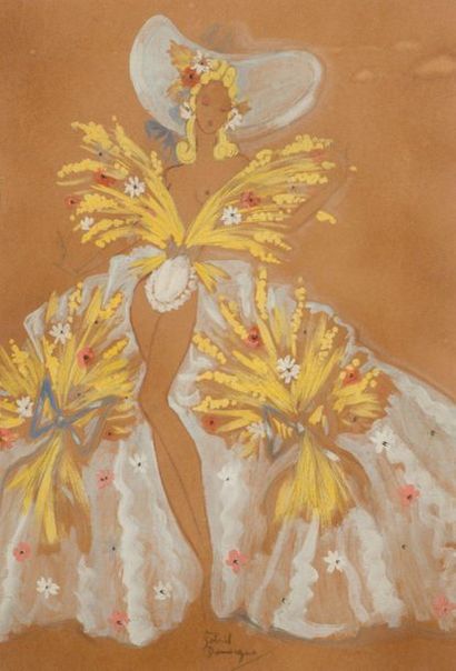 null Jean Gabriel DOMERGUE (1889-1962)

Danseuse nue à la robe fleurie

Gouache sur...