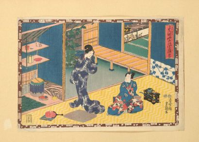 null LOT DE DIX ESTAMPES oban tate-e et oban yoko-e, dont :

- Ando Hiroshige, série...