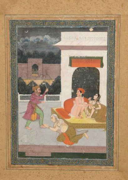 null The surprised lovers, night scene, Mughal India, late 18th century

Painting...
