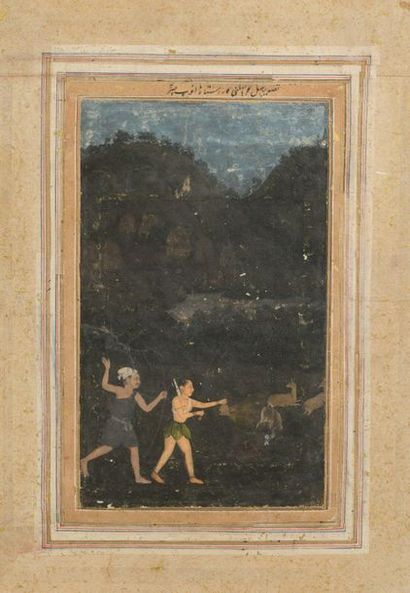 null Scene of night gazelle hunting signed Enup CHATR, Mughal India, Oudh, 18th century

In...