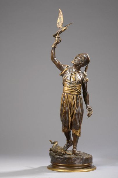 null Pierre-Jules MENE (1810-1879)

Le fauconnier arabe à pied

Épreuve en bronze...