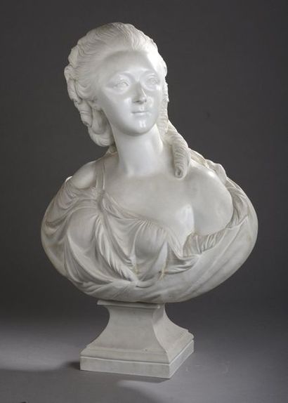 null According to Augustin PAJOU

Madame du Barry 

Bust in biscuit and biscuit enamelled...