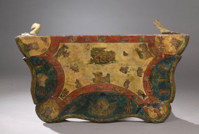 null CONSOLE TABLE with moving top decorated in arte povera on a polychrome lacquered...