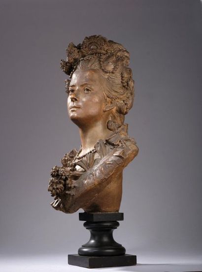 null Albert Ernest CARRIER-BELLEUSE (1824-1887) 

Portrait of a woman 

Bust in patinated...