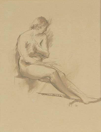 null Raymond MARTIN (1910-1992)

Sitting female nude

Brown ink and wash.

Signed...