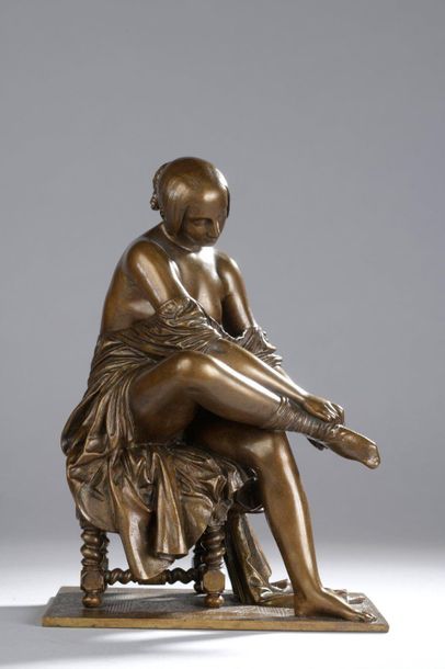 null James PRADIER (1790-1852)

Woman putting on a stocking

Bronze with a light...