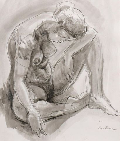 null François CACHEUX (1923-2011)

Seated nude women

Two ink washes and a bloody...