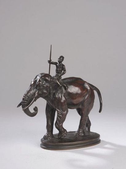 null Alfred BARYE (1839-1882)


Éléphant monté par un jeune cornac


Bronze à patine...