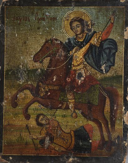null ICONE de saint Dimitri de Thessalonique.


Probablement Grèce du Nord, XIXe...